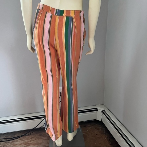 Free People Anthropologie Women’s Boho Striped Pants Orange Green Pink Blue 4 - Picture 7 of 13